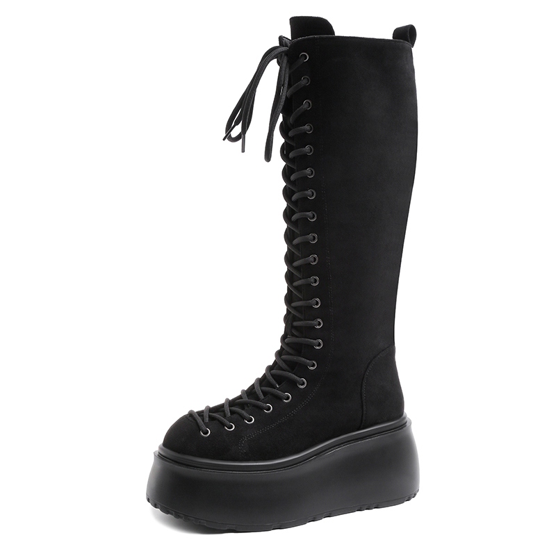 Tasmota - 8CM Fashion Wedge-heeled Tassel Mid-tube Boots