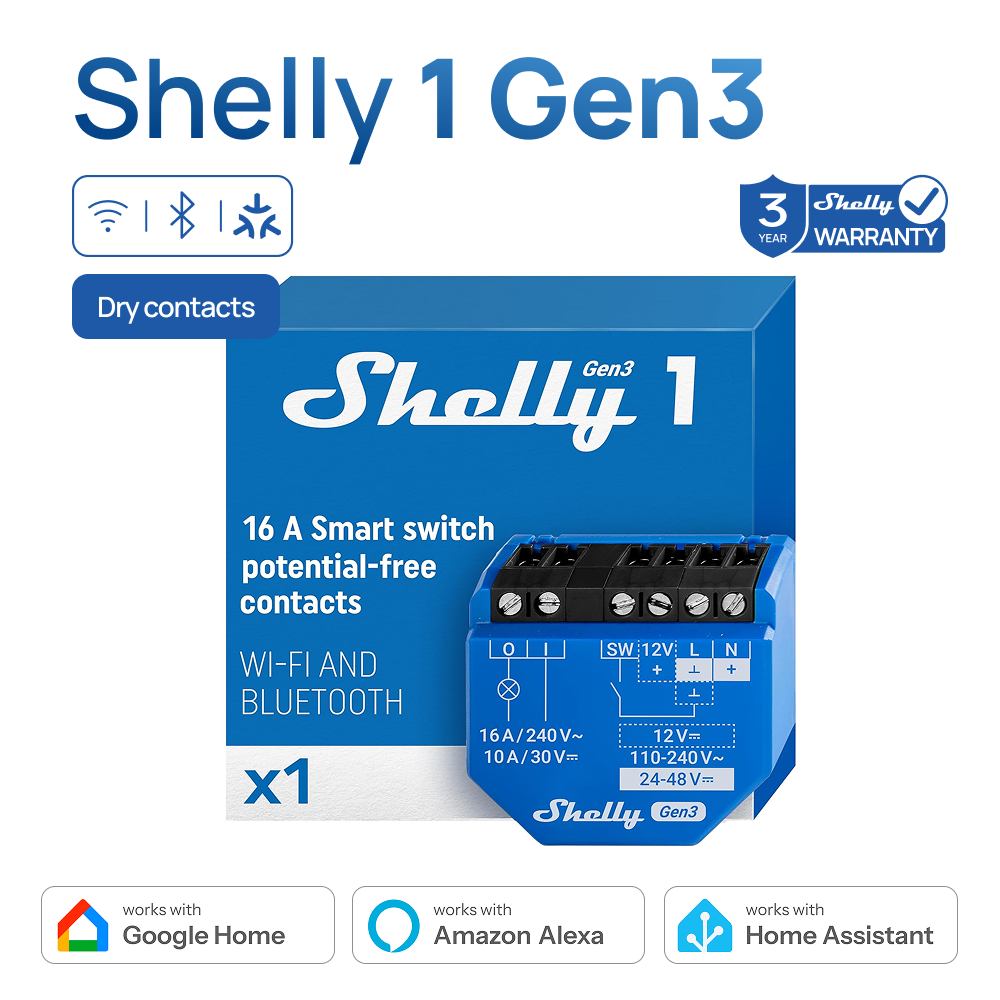 Shelly 1 Gen3 Dry Contact Smar - Shelly Plug ulasan dan harga