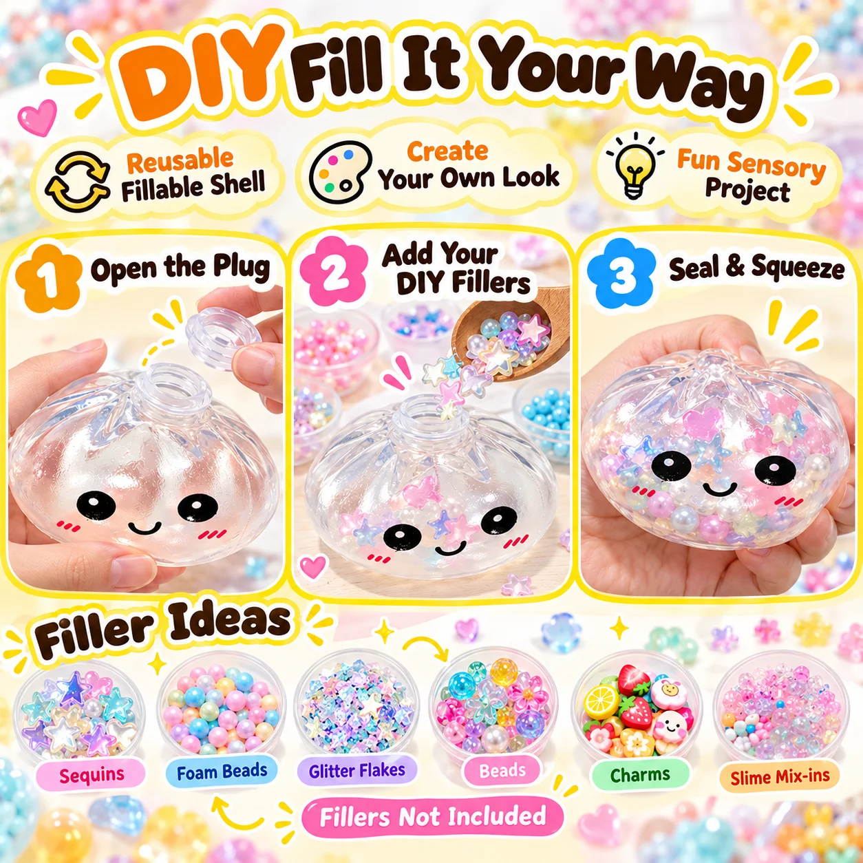 8.5cm Clear Steamed Bun Squish - Shelly Plug ulasan dan harga