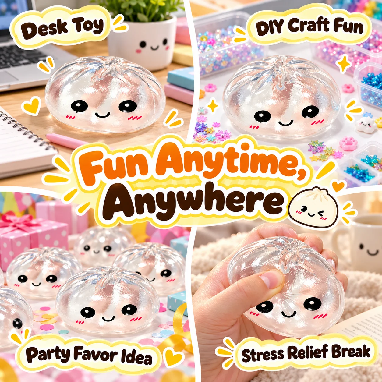 8.5cm Clear Steamed Bun Squish - Shelly Plug ulasan dan harga